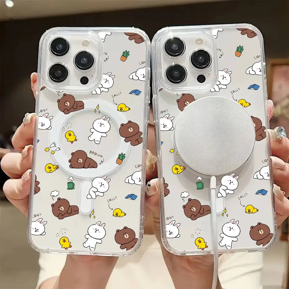 1 قطعة الكرتون B-الدب البني C-ConyS شفافة المغناطيسي جراب هاتف آيفون 17 الهواء 16 15 برو Max14 13 11 12 15 X XR XS زائد #1