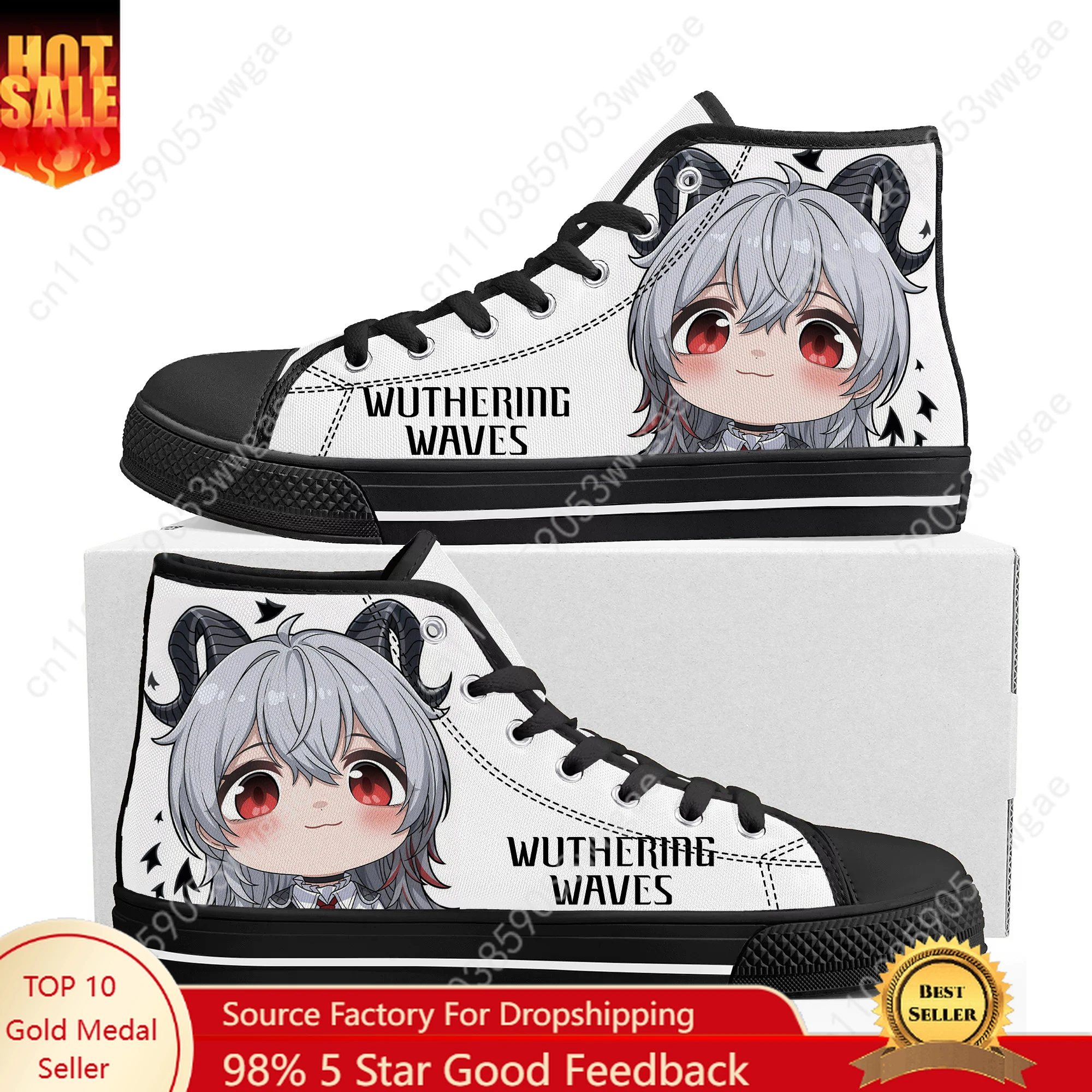 Wuthering Waves High Top Sneaker Mens Womens Teenagers High Quality Canvas Sneaker Fashion Casual Couple Shoes Custom Made Shoe