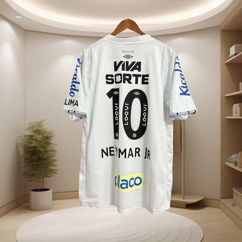 

Новый дом 2425 Santos Neymar 10, трикотаж для переноса Bajia с короткими рукавами, индивидуальный трикотаж для фанатов, дышащий, быстросохнущий, с короткими рукавами