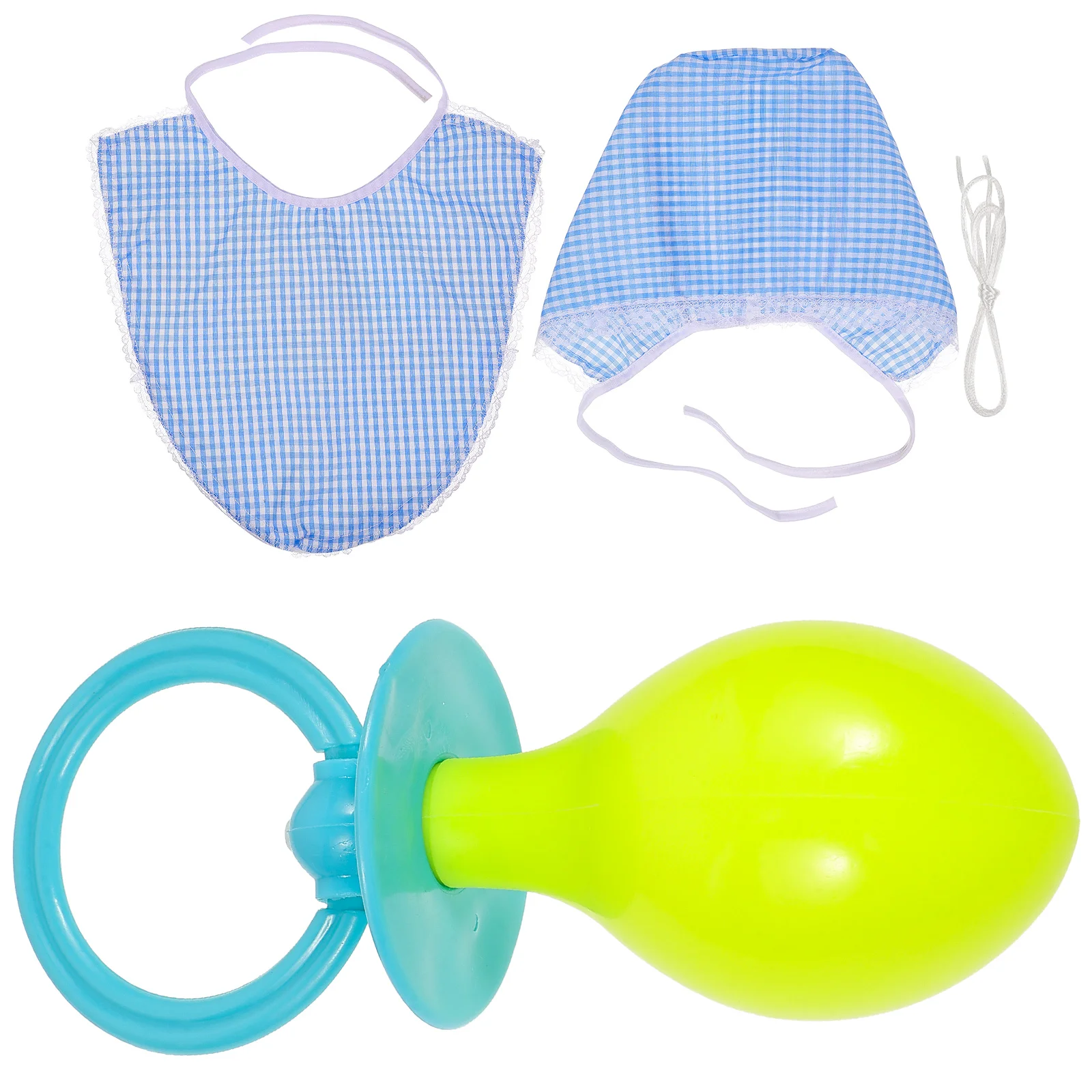

3 Pcs Funny Adults Cosplay Baby Pacifier Bib Hat Set Party Funny Props Baby Kids Accessories Kit (Blue)