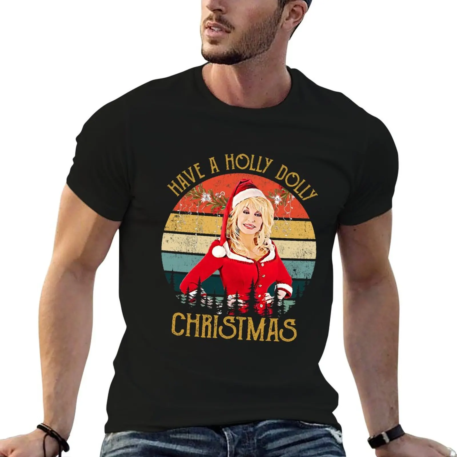 

Vintage Have a Holly Dolly Christmas Love Country Music T-Shirt mens graphic t shirts cotton t shirt pack anime tshirt T-shirt