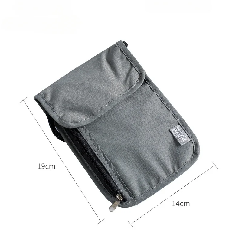 Sac de rangement en nylon étanche RFID, sac de voyage pour documents, cartes, passeports, portefeuille de cou, argent, documents, poudres de passeport, 1 PC