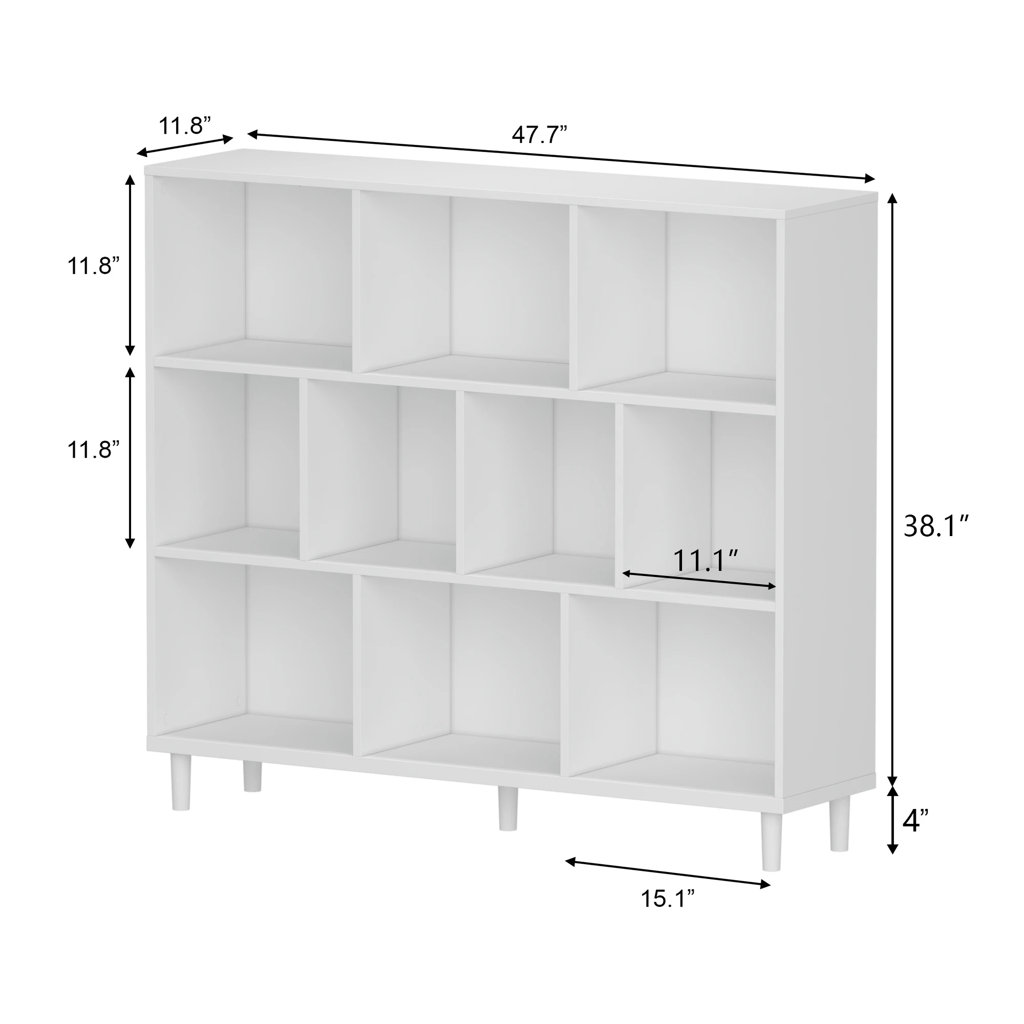 10-Cube Open Bookshelf White 3-Tier Grid Storage Cabinet Freestanding Display Bookcase with Legs Modern Living Room Divider Shelf Suitable for Living Rooms Homes Bedrooms view 4
