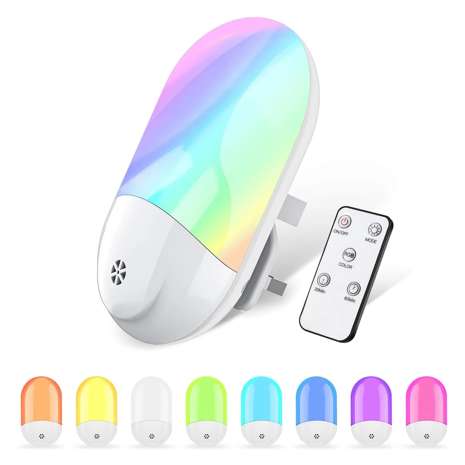 LED Night Light Plug in Wall Automatic Dusk to Dawn Sensor RGB Night Lights Remote Control Color Change LED Night Light for kids
