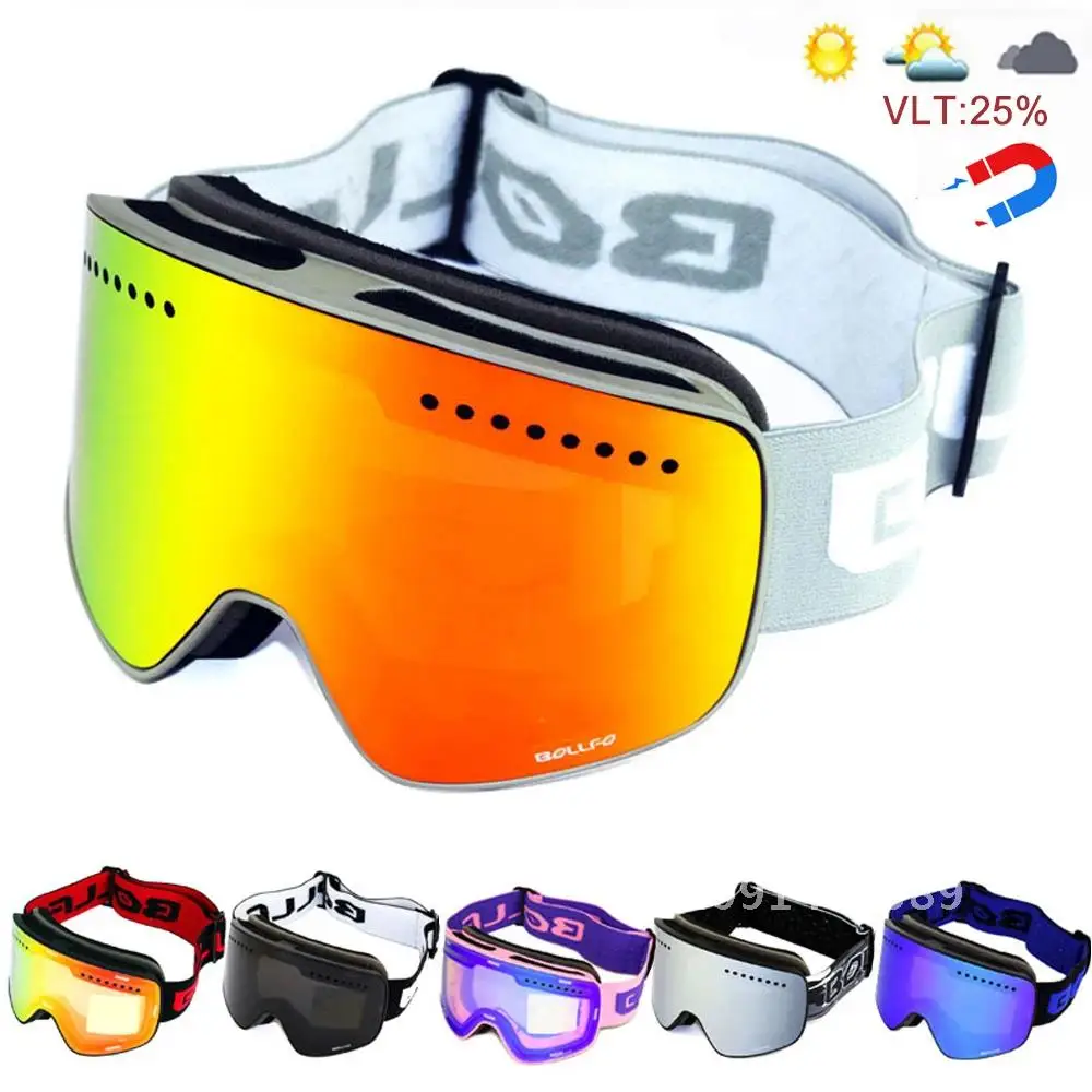 Magnetic Ski Goggles with Quick-Change Double Lens UV400 Anti-fog Ski Glasses Men Women Mountaineering Snowboard Snow Goggles