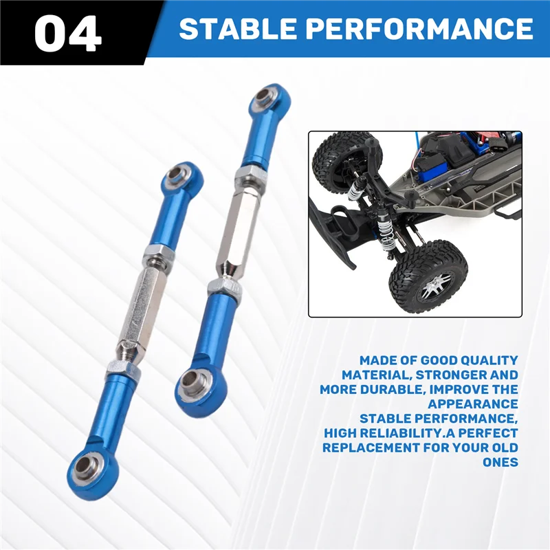 A30F-2Pcs varilla de tracción de enlace Servo de enlace de dirección ajustable de Metal para Traxxas Slash 4X4 5807 HQ727 1/10 RC piezas mejoradas de coche