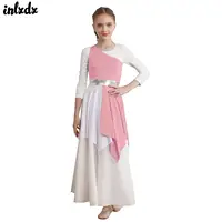 Vestido de baile de alabanza con etiqueta para niñas, sin mangas, disfraz de adoración cristiana para iglesia, túnica asimétrica, vestido de danza contemporánea