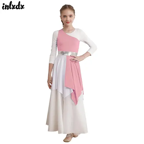 Vestido de baile de alabanza con etiqueta para niñas, sin mangas, disfraz de adoración cristiana para iglesia, túnica asimétrica, vestido de danza contemporánea