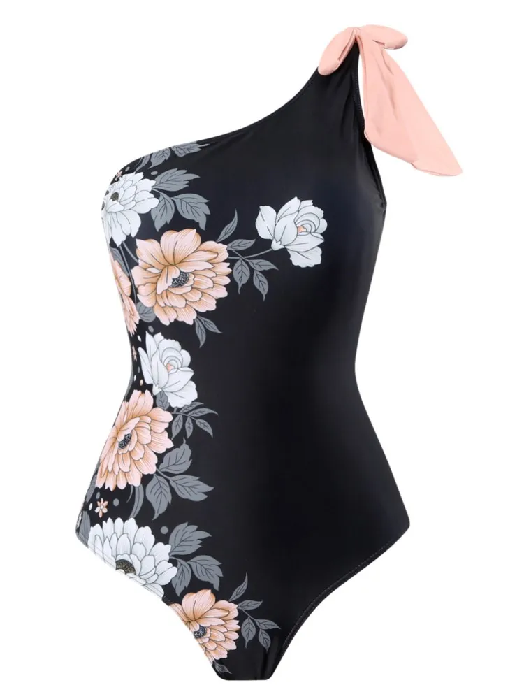 Retro Bikini z Nadrukiem, Dwuczęściowy Strój Kąpielowy i Narzutka ze Spódnicą, Obcisły Damski Strój Bandage, Letni Luksusowy i Elegancki na Plażę