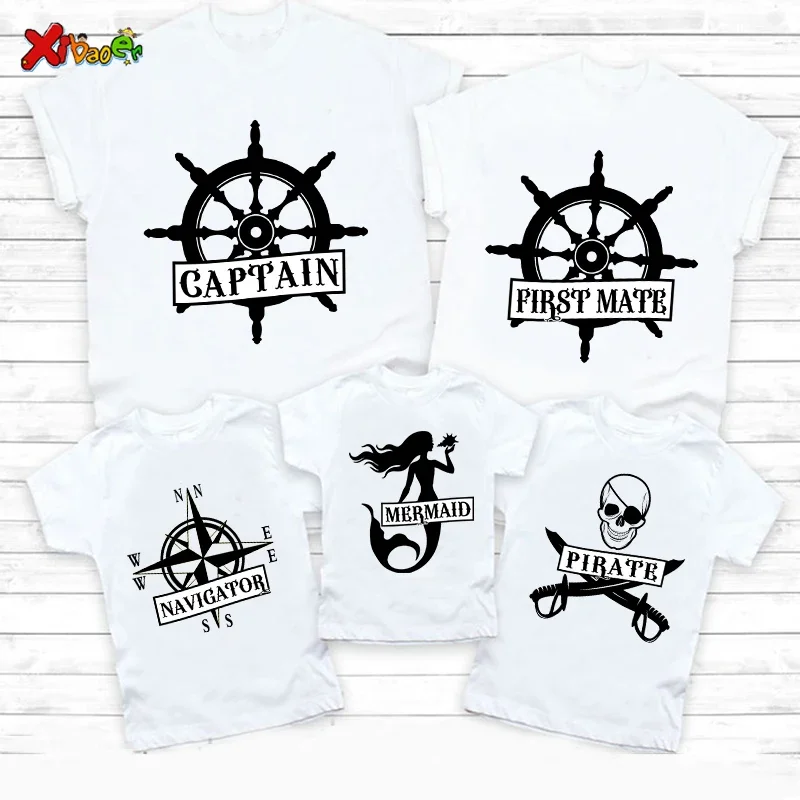 

Family T Shirt Travel Clothing T Shirt Trip Matching Family Outfits Mermaid Ship T Shirts Kids Party Shirt Clothes Family Look