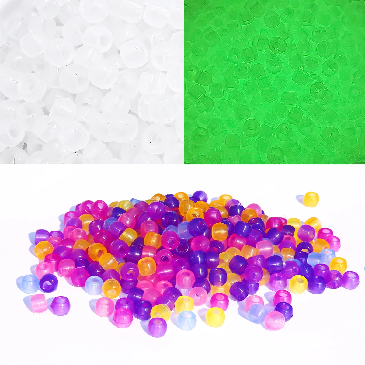 100pcs Acrylic 6x8mm UV Dazzle Luminous Round Beads Fashion DIY Acrylic Beads Bracelet Necklace Beaded Material Accessories