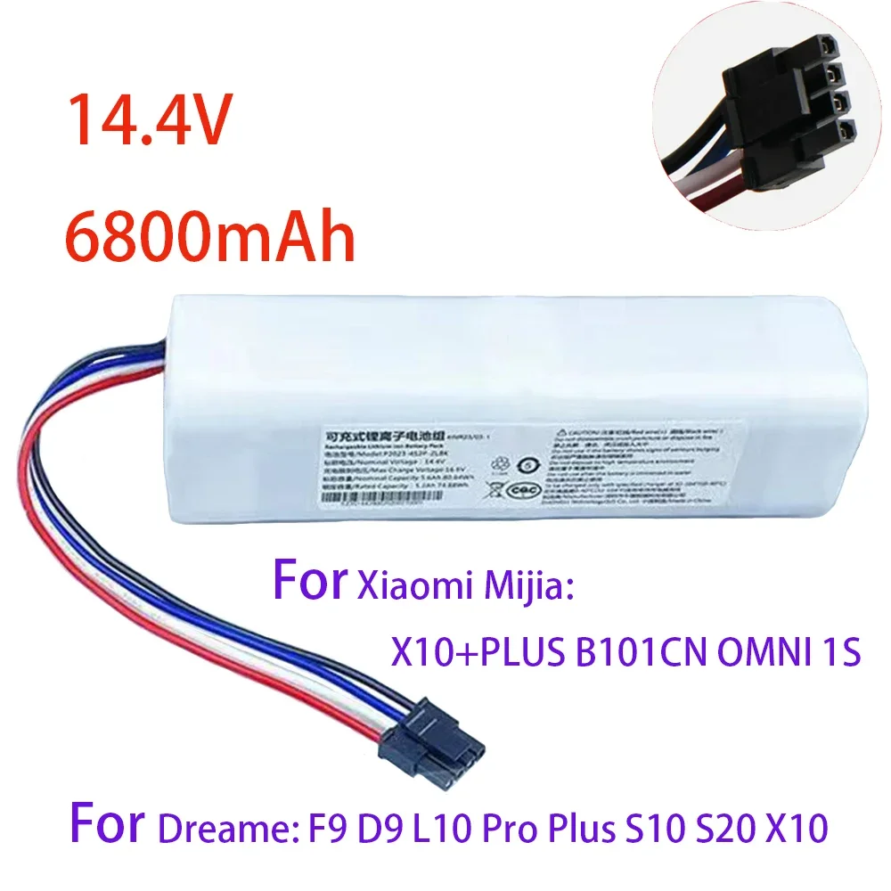 

14.4V 6800mAh,Battery X10+PLUS B101CN OMNI 1S for Xiaomi Mijia and Dreame F9 D9 L10 Pro Plus S10 S20 X10 Sweeping Mopping Robot