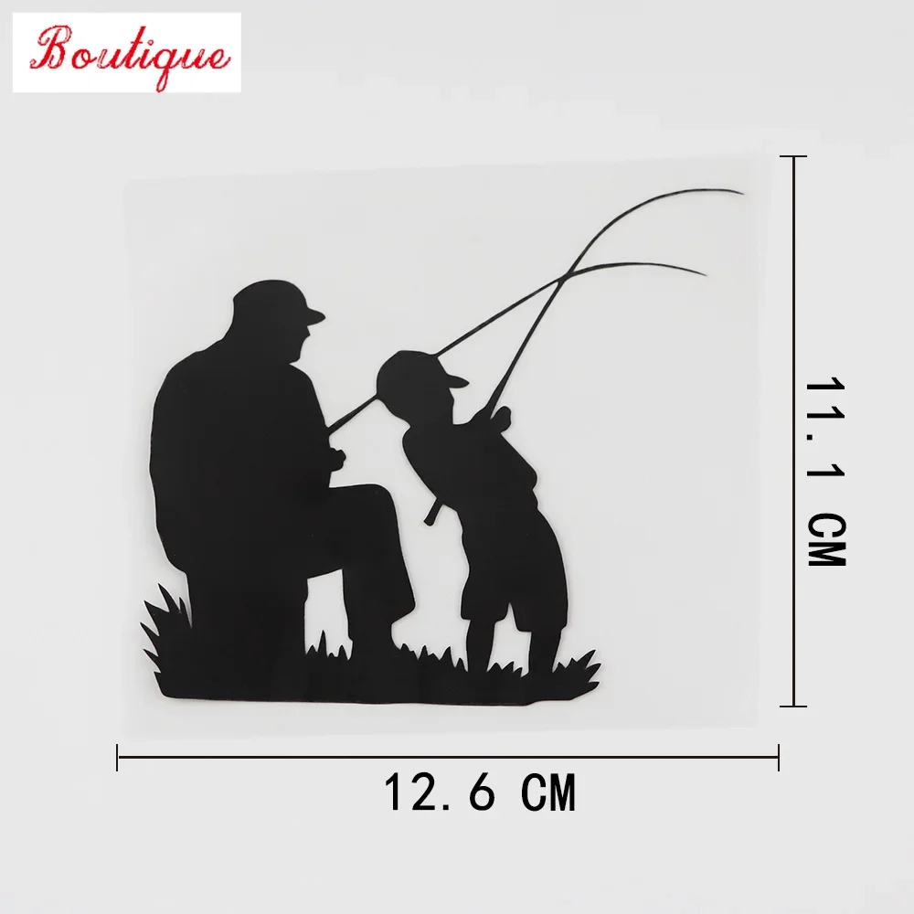 

30cmx26.4cm dad kids fishing outdoor sports parenting Vinyl Car Sticker Black / silver fashion decoration
