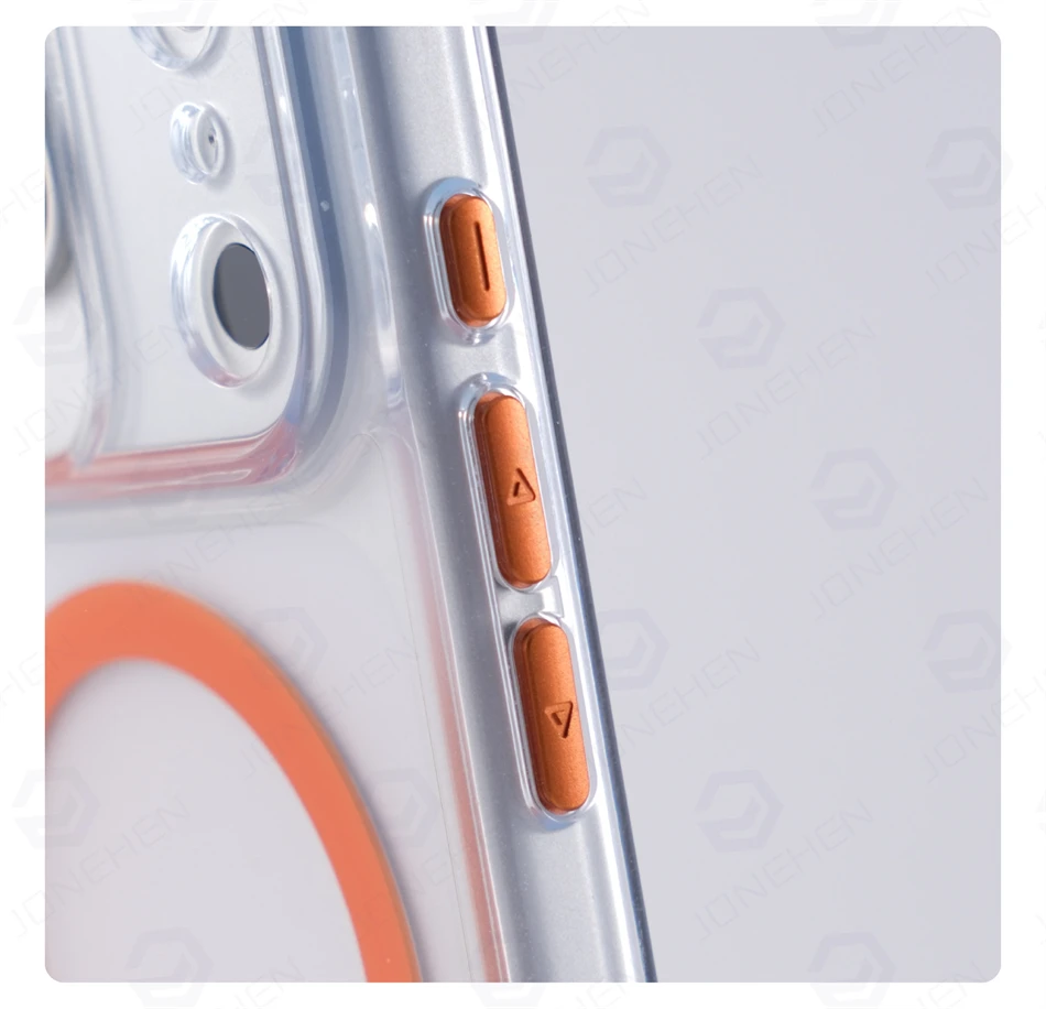 Bouton de caméra tactile magnétique actif pour coque transparente mate MagSafe pour iPhone 15 16 17 Pro Max, compatible avec la charge sans fil, protection antichoc