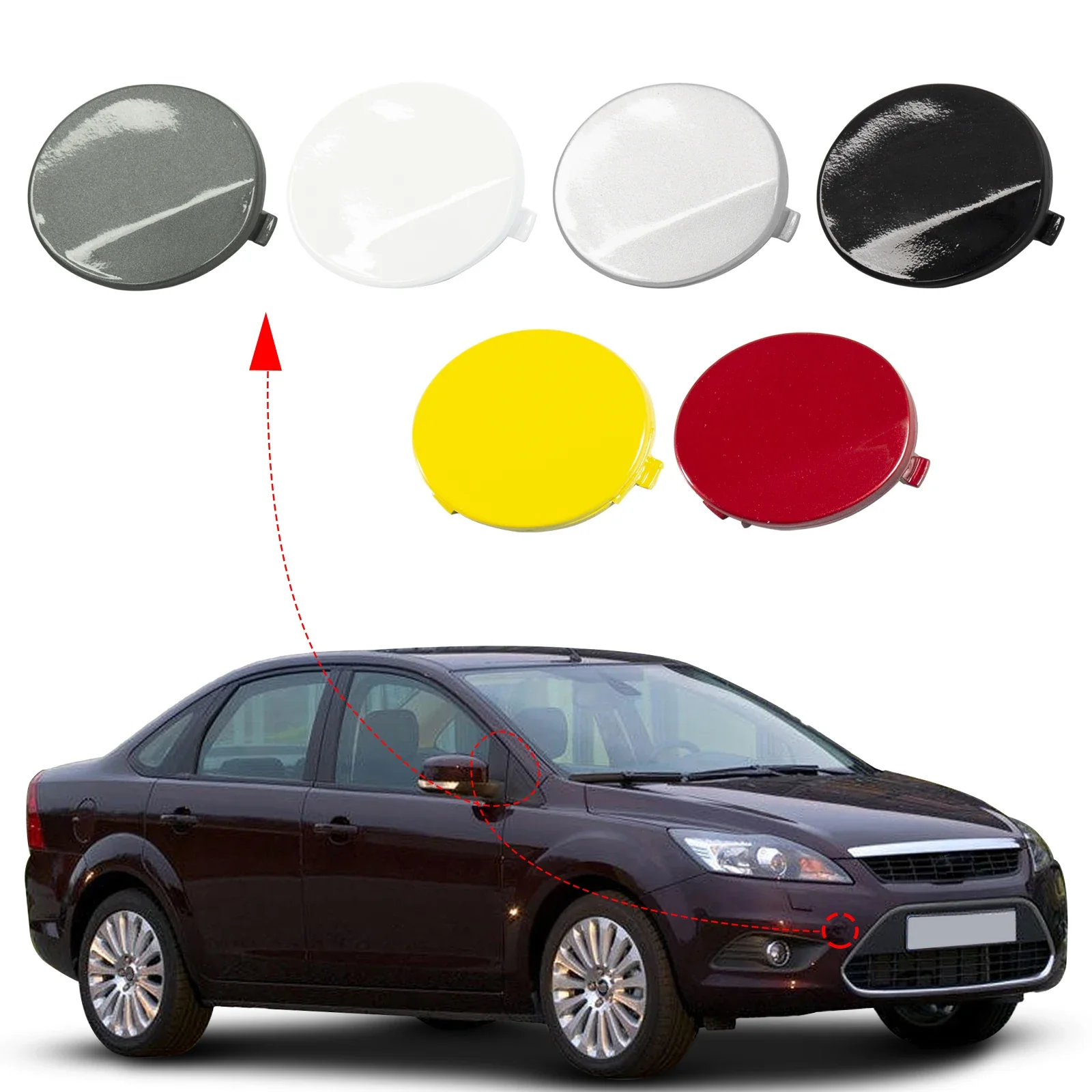 

OLANGDA Front Bumper Tow Hook Cover Cap For Ford Focus II MK2 Accessories 2008 2009 2010 2011 Sedan Saloon 8M5117A989AB 1521645