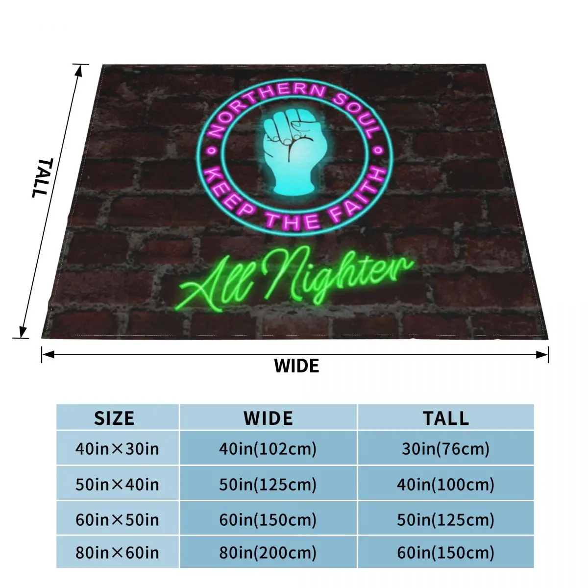 Northern Soul Keep the Faith neon sign Throw Blanket Large Blanket Loose Blanket Flannel Blanket