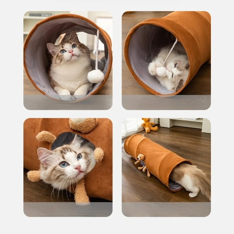 Collapsible Straight Tube Cat Tunnel Interactive Hide Seek Pet Toy