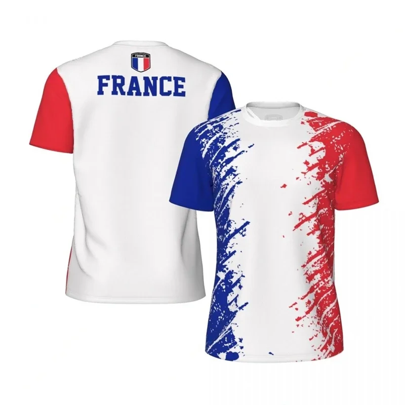 

France Football Jersey Men T-shirt Sport Casual Short Sleeve Oversized T-shirts Graffiti Print Design Summer Fashion Men's Tee