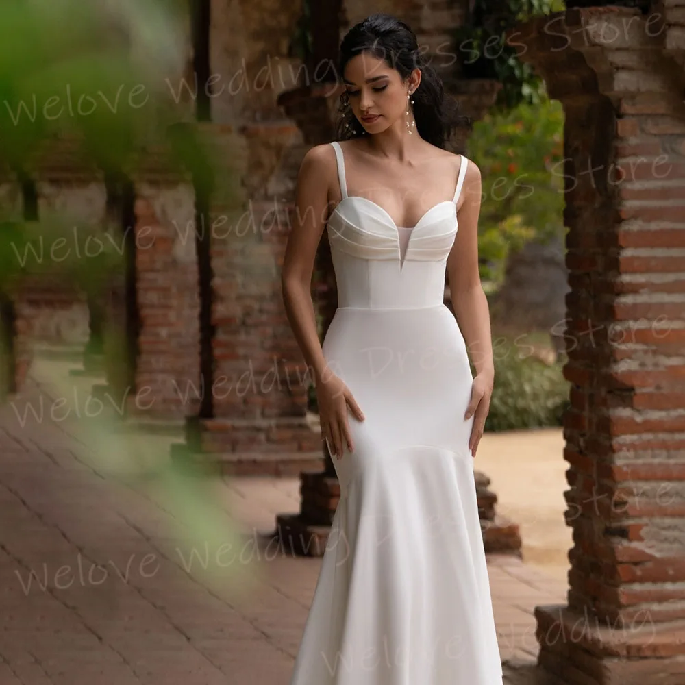 Elegante Meerjungfrau frauen Brautkleider Sexy Spaghetti-trägern Angepasst Braut Kleider Ärmellose Backless Vestidos De Novia Boda