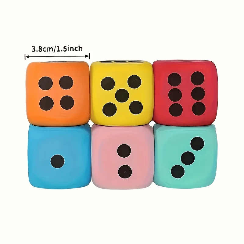 2Pcs Large Soft Foam Dice, Random Color Set, Perfect for Party Birthday Christmas, Fun Game Props