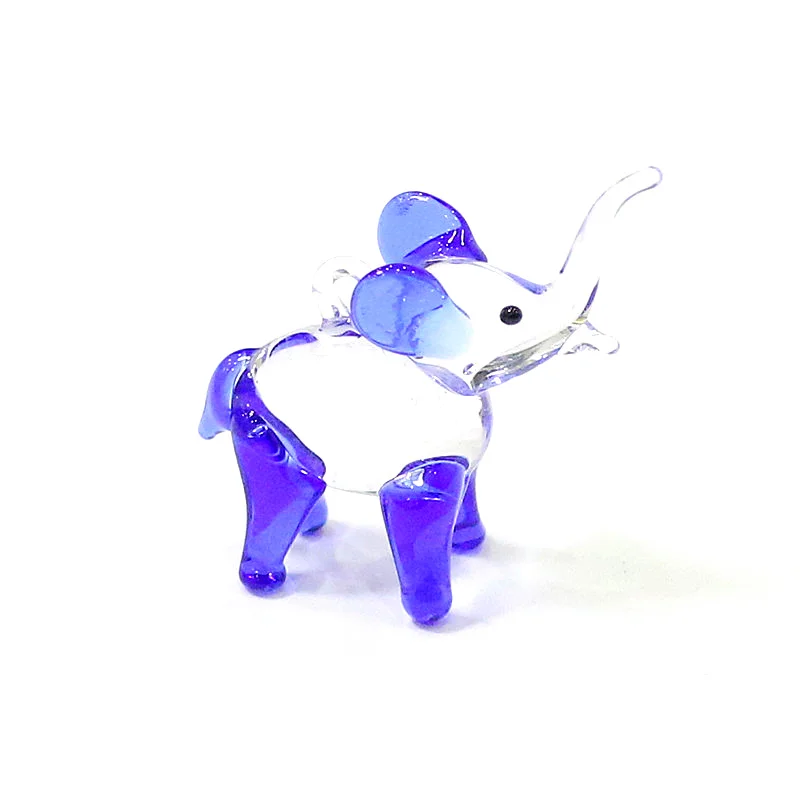 Handmade Mini Glass Elephant Figurine Pendant Cute Animal Charm for Home Window Outdoor Garden Bonsai Decor Hanging Ornament
