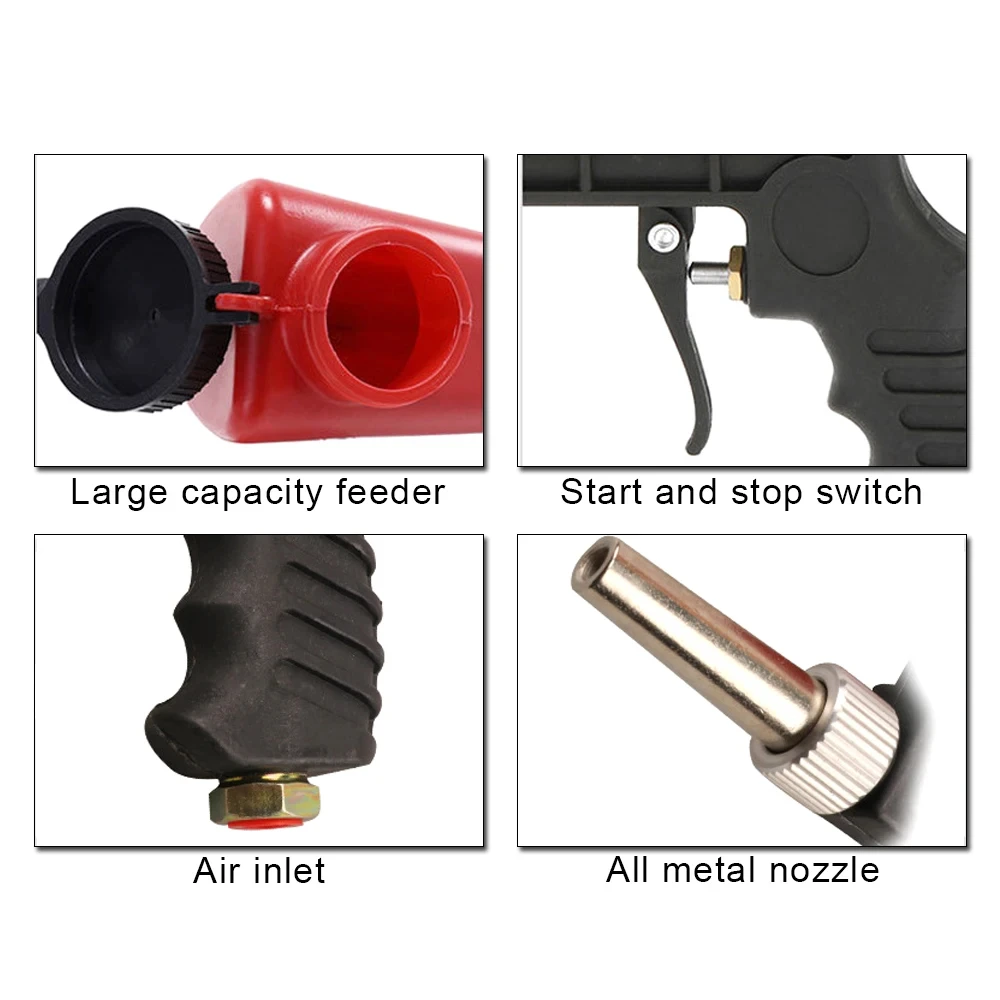 Sandblasting Gun Handheld Pneumatic Blasting Gun Set Small Sand Blasting Machine Adjustable Portable Gravity Sand Blaster 90psi image 3