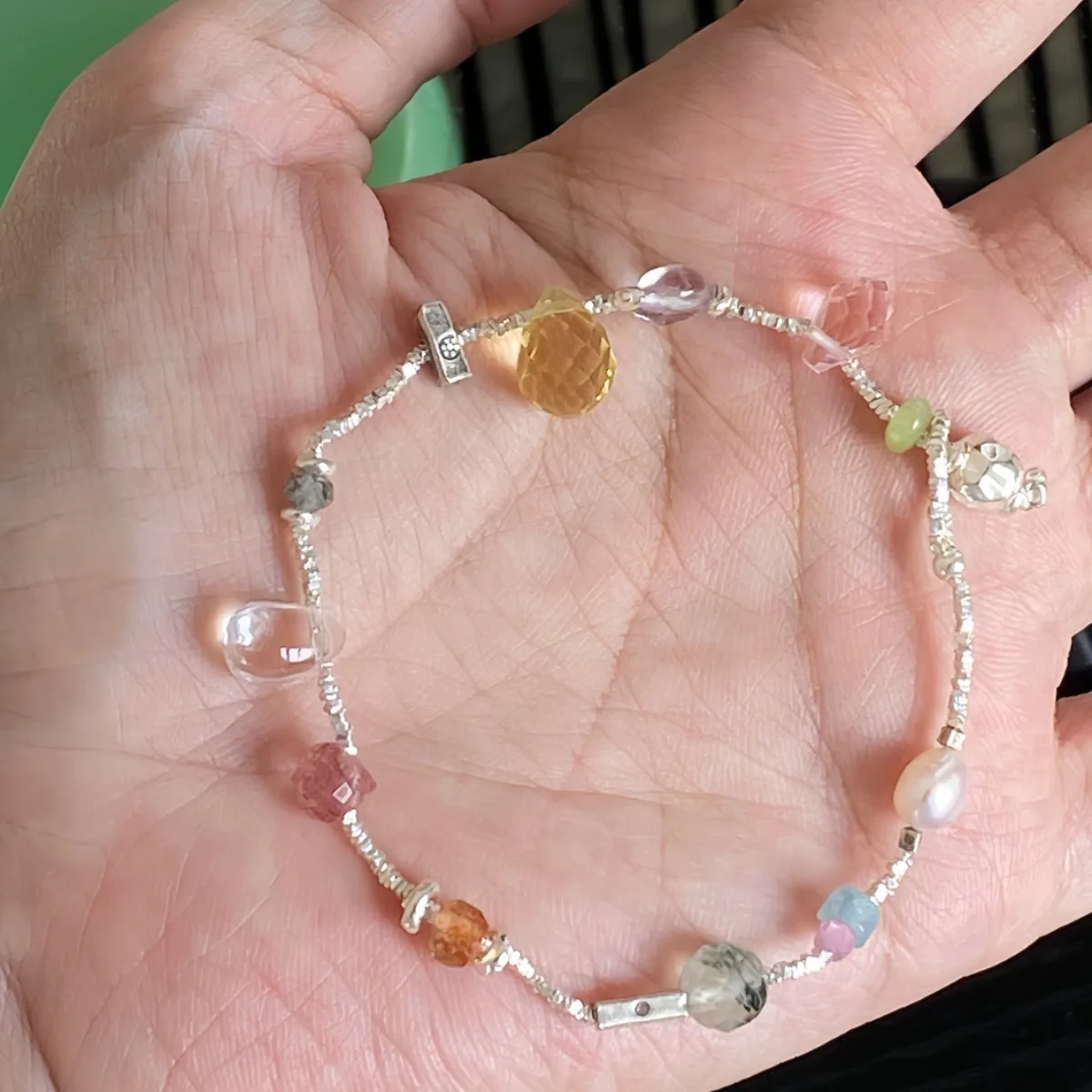 

Original Natural Pearl Broken Silver Crystal Bracelet, Old Style Small Silver Bar Accessories, Simple and Versatile Bracelet, Electroplating