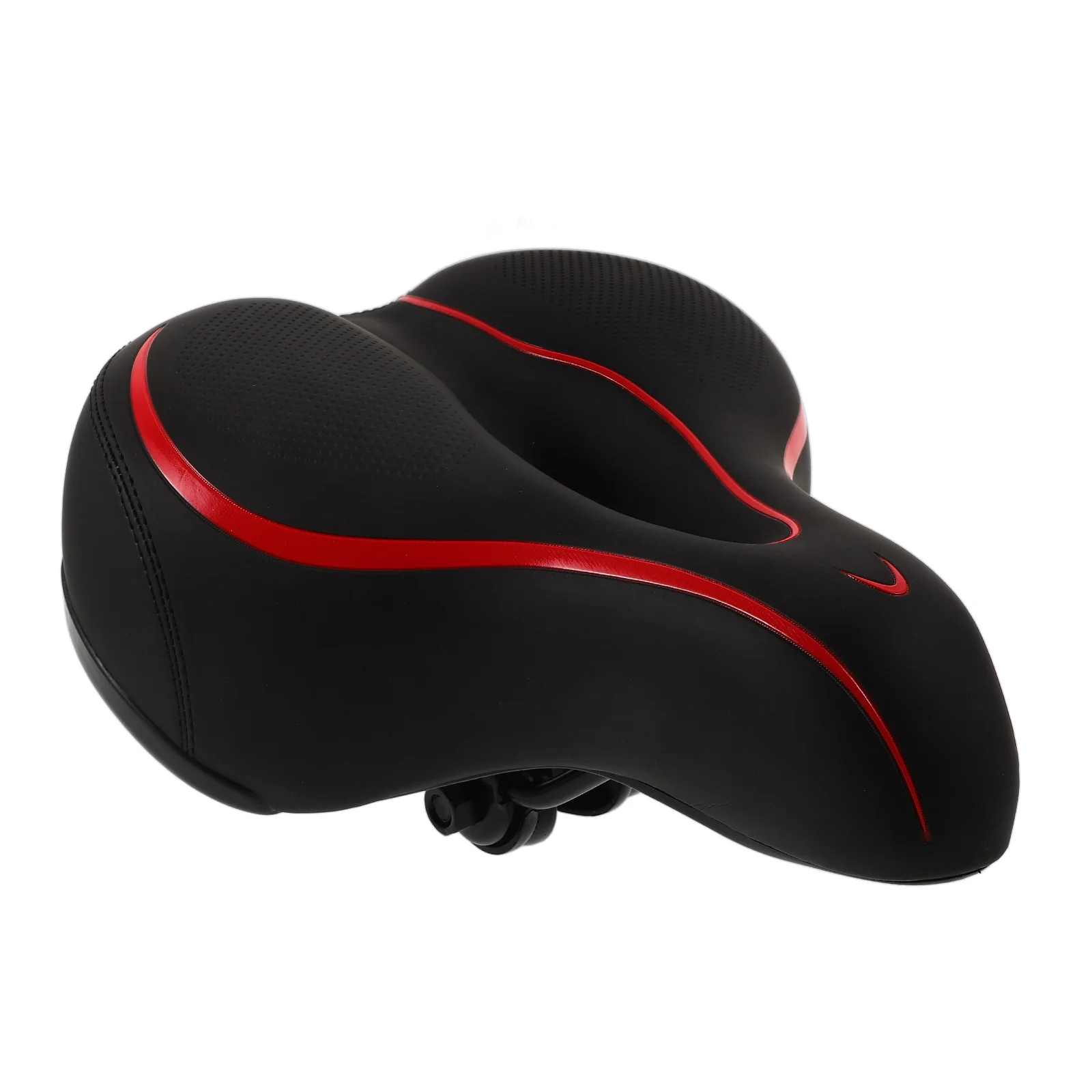 

Mountain Bike Saddle Hollow Absorption Thickened Broaden Cushion Durable Comfortable Bike Seat Black Red for Outdoor