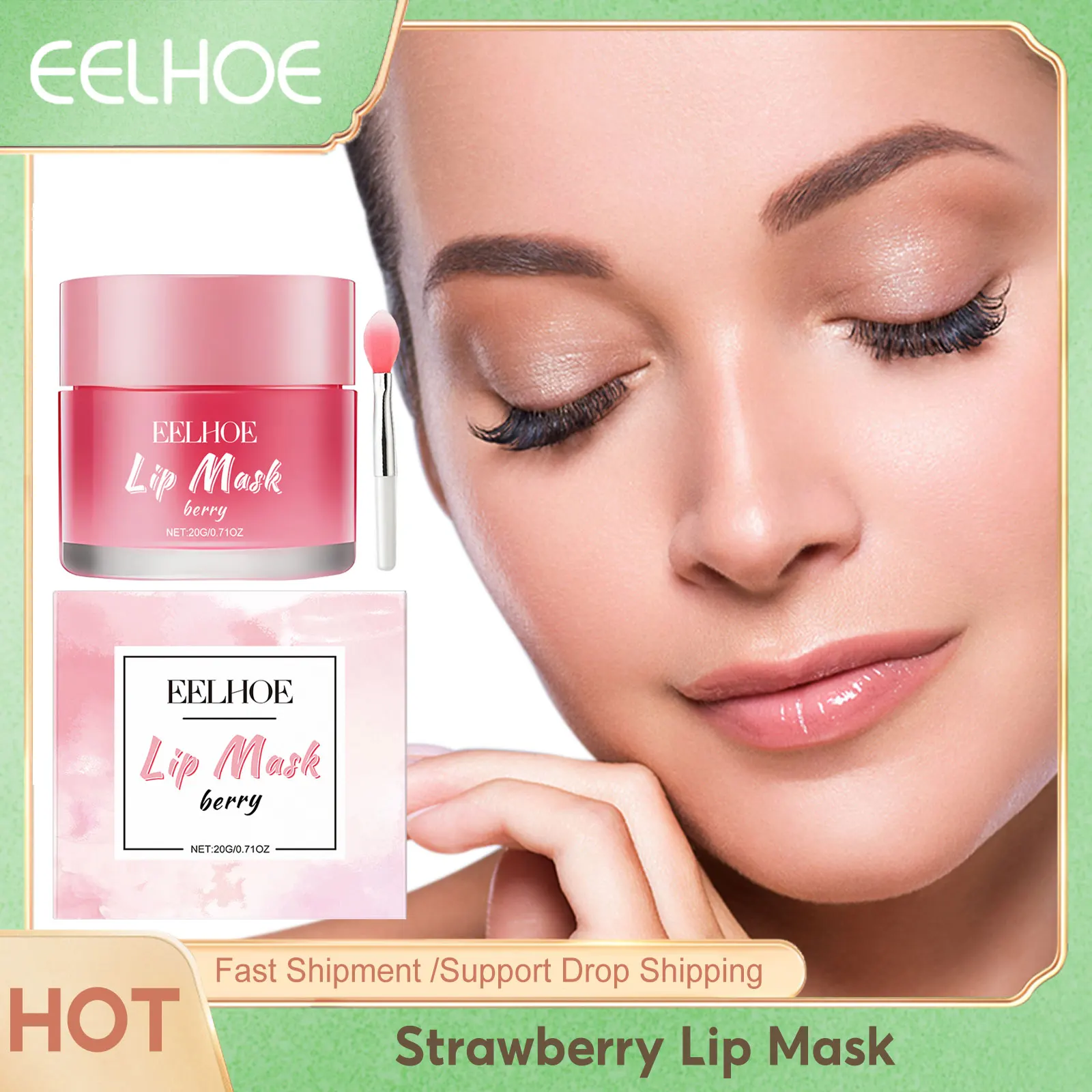 

EELHOE Strawberry Lip Sleeping Mask Lighten Melanin Pink Lips Moisturizing Exfoliating Chapped Lip Repair Hyaluronic Acid Mask