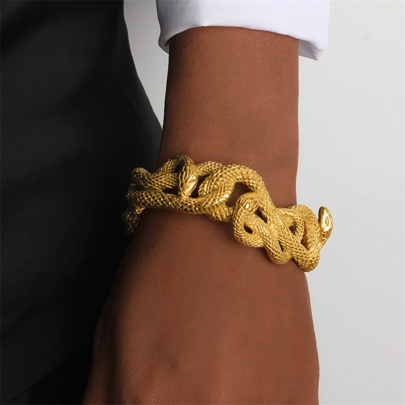 

Браслет из нержавеющей стали в форме змеи для женщин и мужчин, регулируемый, с изгибами, для вечеринок, украшение для рук, дропшиппинг