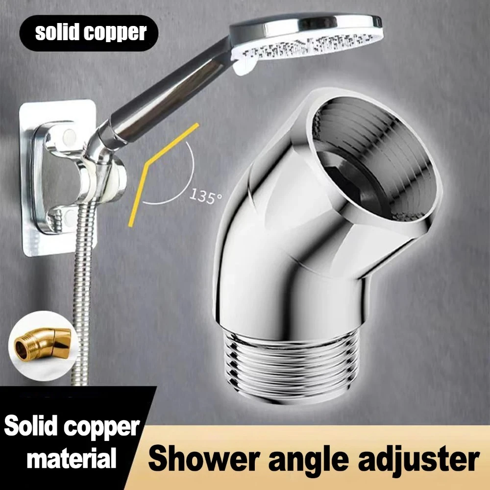 Premium home shower handheld showerhead regulator, 1/2-inch angled shower arm extension, 135 ° angled adapter