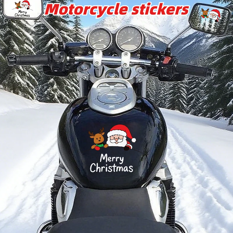 

Merry Christmas Cute Santa Claus Motorcycle stickers reindeer rearview mirror decorative stickers, makeup mirror bicycle sticker