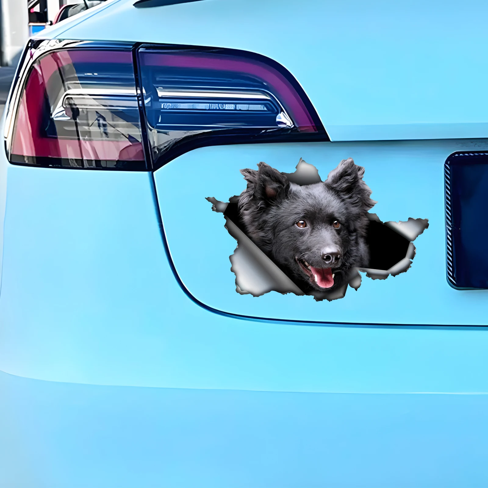 DK484 #   ملصق سيارة Black Mudi Dog ثلاثي الأبعاد، ملصق مقاوم للماء ممتع للسيارات والشاحنات والدراجات النارية والجدران والنوافذ والمواد البلاستيكية