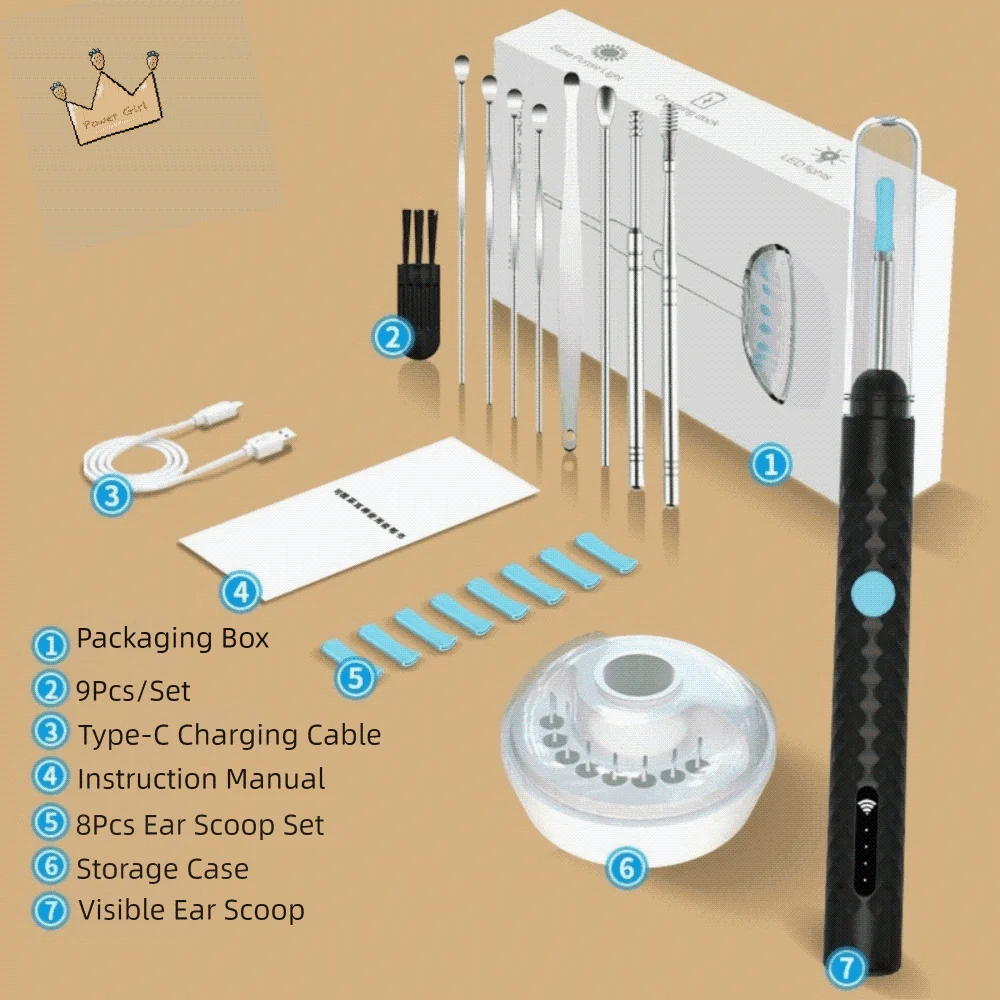 

Зарядка через USB, визуальные ушные палочки, камера 1080P, 6 светодиодных фонарей, визуальный беспроводной отоскоп, ультратонкий 4,2 мм, водонепроницаемый очиститель для ушей