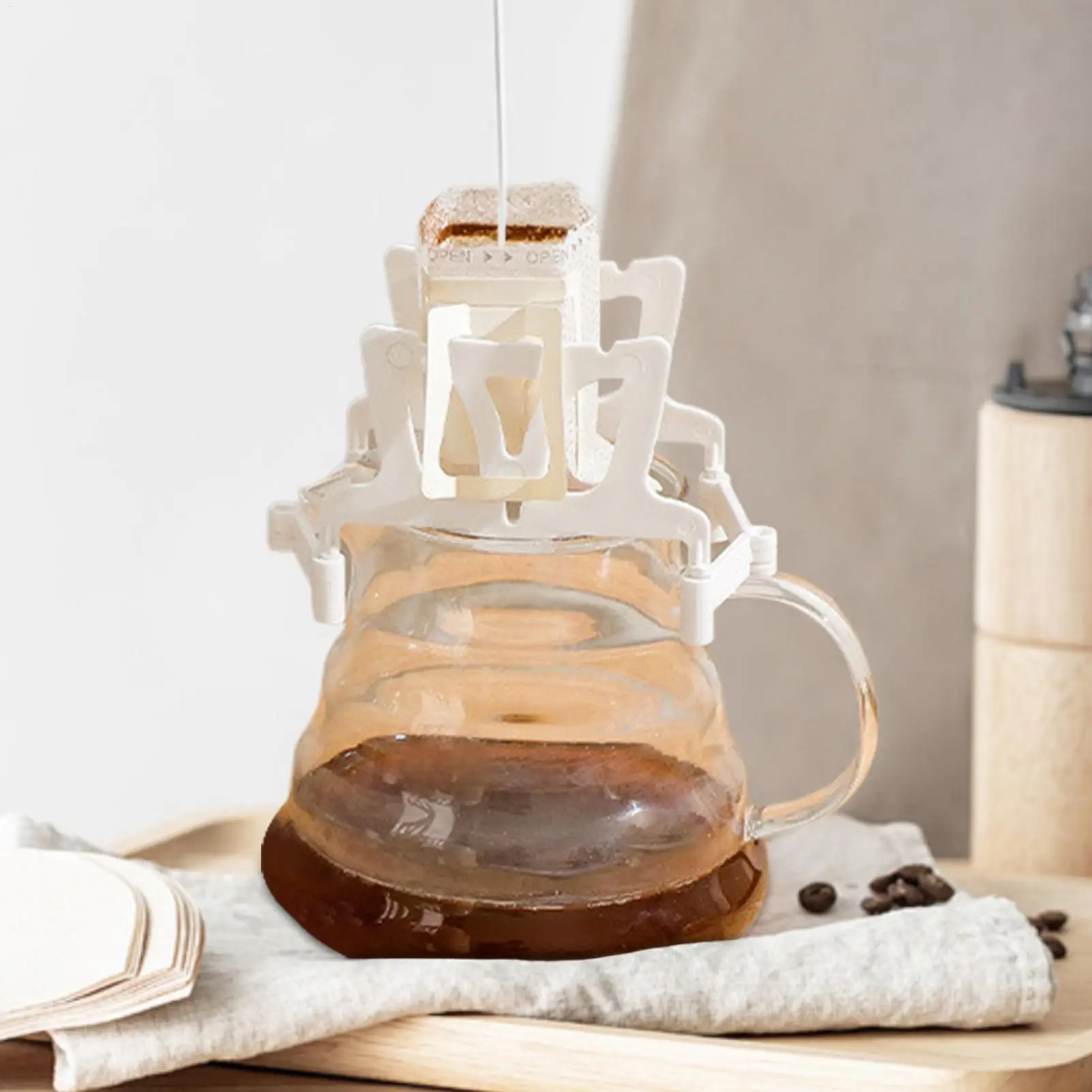 Foldable Pour Over Coffee Filter Rack, Portable Lightweight Hanging Ear Holder Support Shelf For Outdoor Manual Coffee Brewing view 3