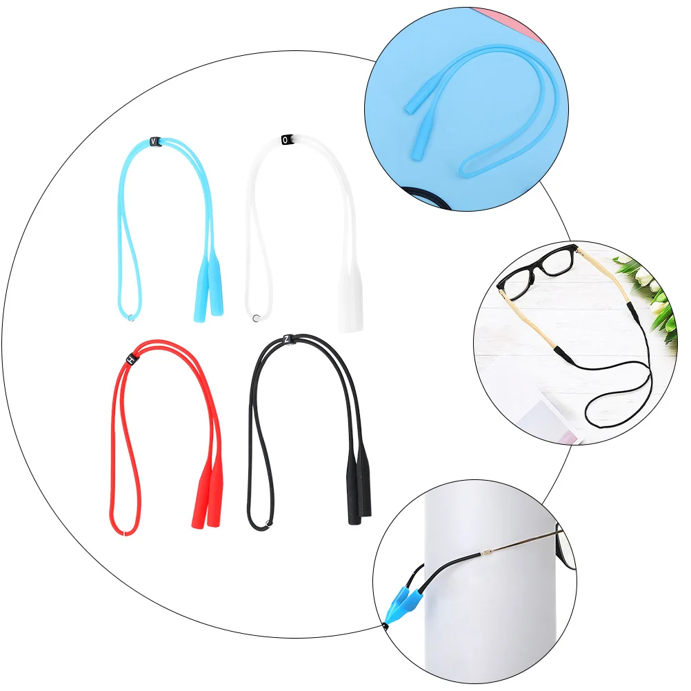 5 個メガネロープ屋外子供眼鏡ストラップシリカゲル調節可能な眼鏡コード眼鏡リテーナーホルダー耐久性