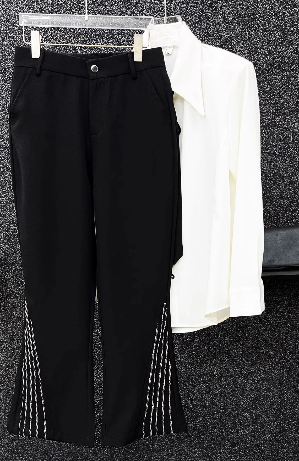 High-end Diamond-encrusted Suit Pants Men's 2025 Spring Autumn New Handsome Loose Fashion Trousers Versatile Micro Flared Pants