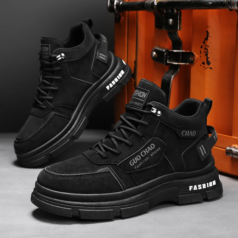 High Top Mens Boots Autumn Winter Men\'s Shoes Work Safety Sneakers Winter Outdoor Casual Sports Sneakers Male Ankle Boots