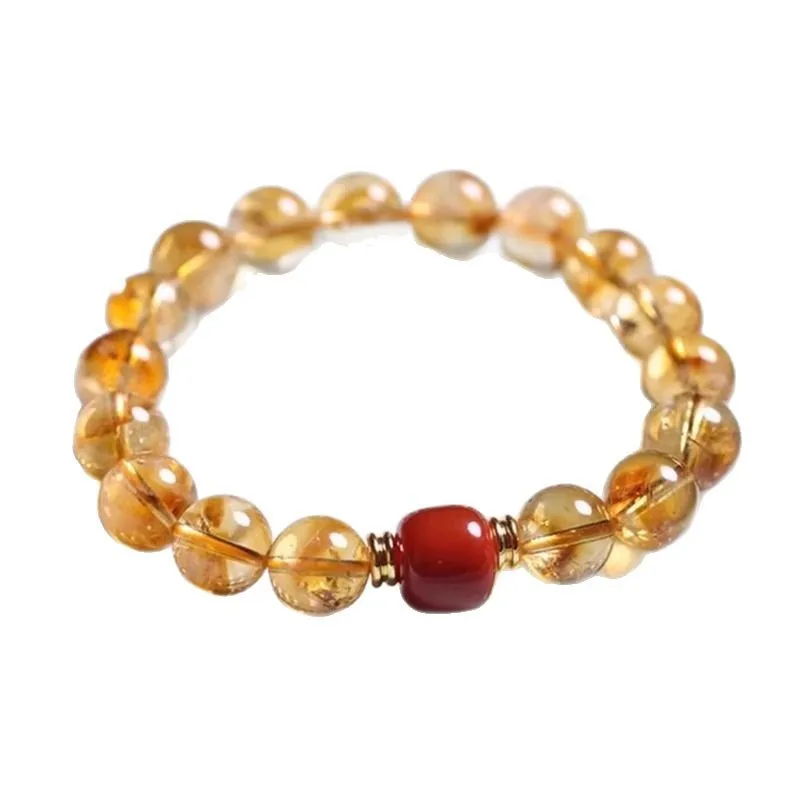 Chinese Style Natural Citrine Bracelet With South Red Agate Lucky Wealth Attracting Good Fortune Jewelry For Women Ideal Birthda