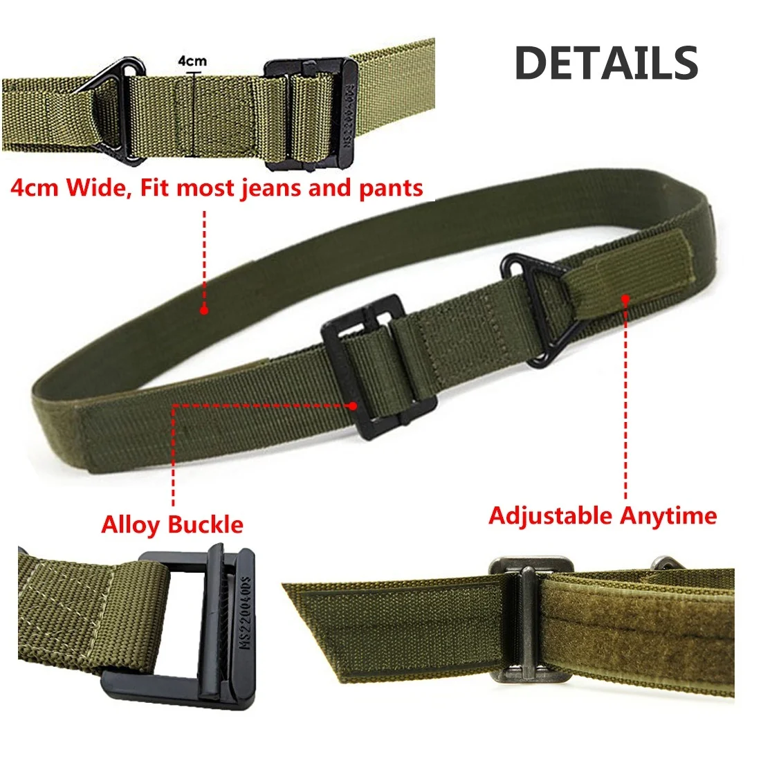 Tactical Belt Military Style Nylon Webbing Riggers Tactical Web Belt with Buckle for outdoor active