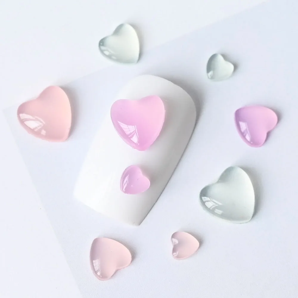 

3D Cute Nail Charms, 100 Pcs Resin Heart Shape Crystal Rhinestones of Nail Art Decorations, Ideal Nail Decal Decor Accessories