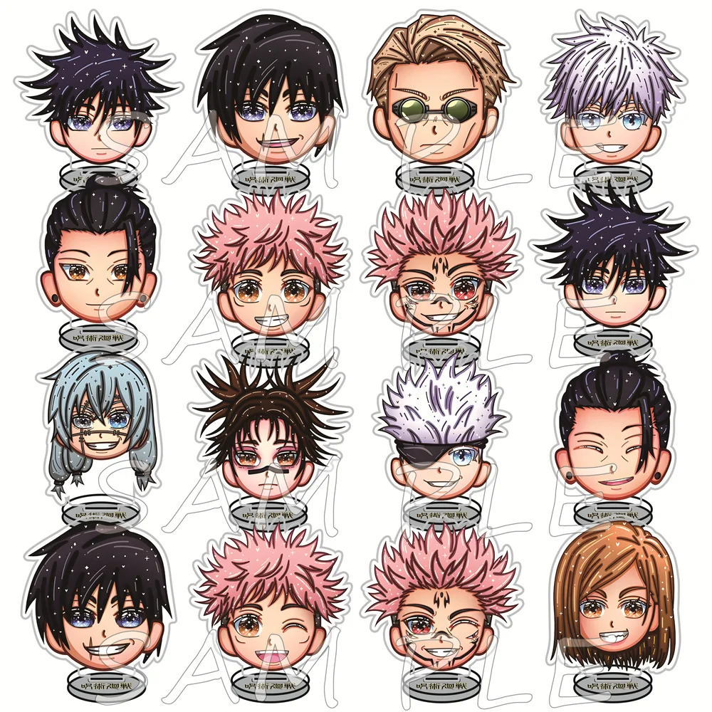 Jujutsu Kaisen 10cm Cute Chibi Head Acrylic Stand Figures Keychain Anime Desktop Tabletop Ornament Otaku Fans Collectible Gift