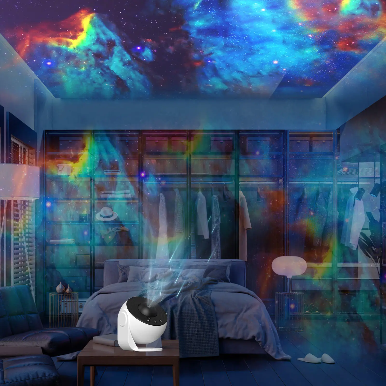 1Set Star Projector Night Light Bedroom Nebula Moon Rotatable Projector 360 Degree Night Lights for Sleep with 12 Film