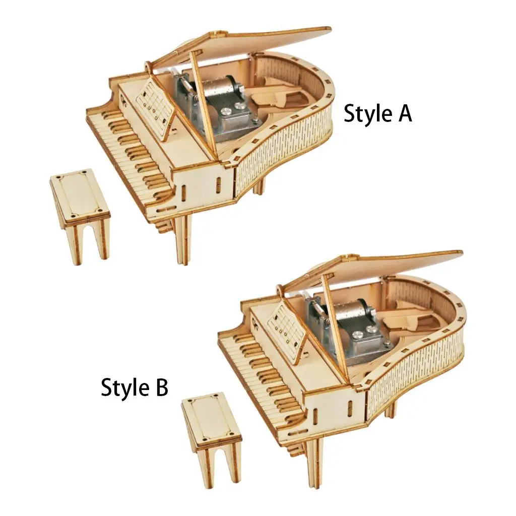 DIY Toy Piano Music Box 3D Puzzles for Adults, Craft Building DIY Kit Wooden Puzzle Assembling Toy for Kids Teens Xmas Gifts