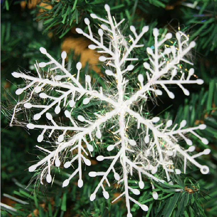 

Atmospheric Christmas Snowflake Ornaments Glitter Fake White Snowflake DIY Xmas Tree Hanging Pendents New Year Home Party Decor