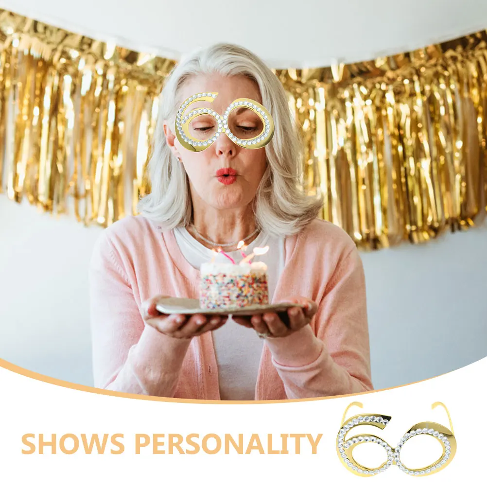 

Digital Glasses Eyeglasses Sunglasses for Birthday Number Golden Plastic Birthdayglasses
