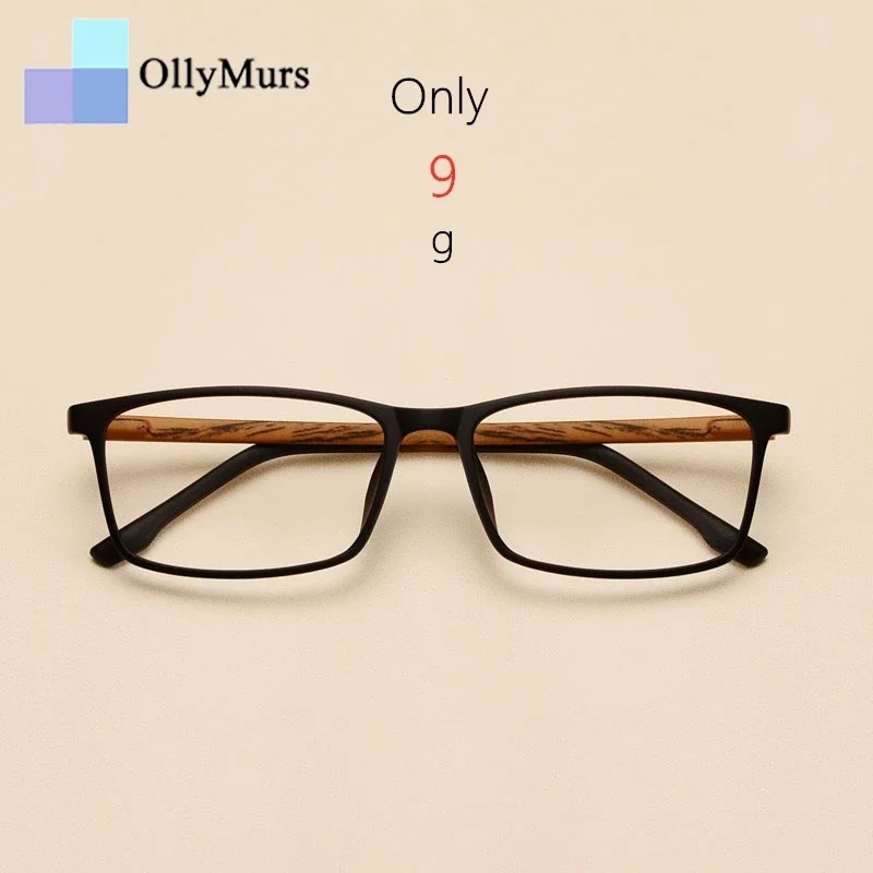 ollymurs-男性と女性のメガネフレーム模造木目スクエアファッションレトロ光学処方眼鏡メガネ-98056