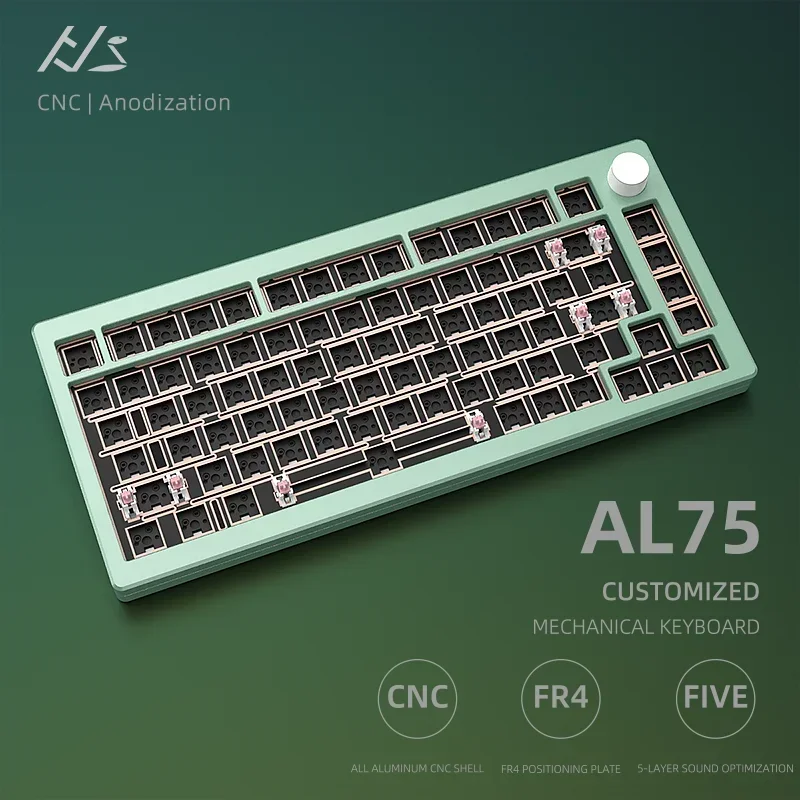 Imagem -03 - Teclado Mecânico com Fio Personalizado Al75 Cnc Completo Alumínio Led Rgb Modo Único Driver Personalizado Novo 2024