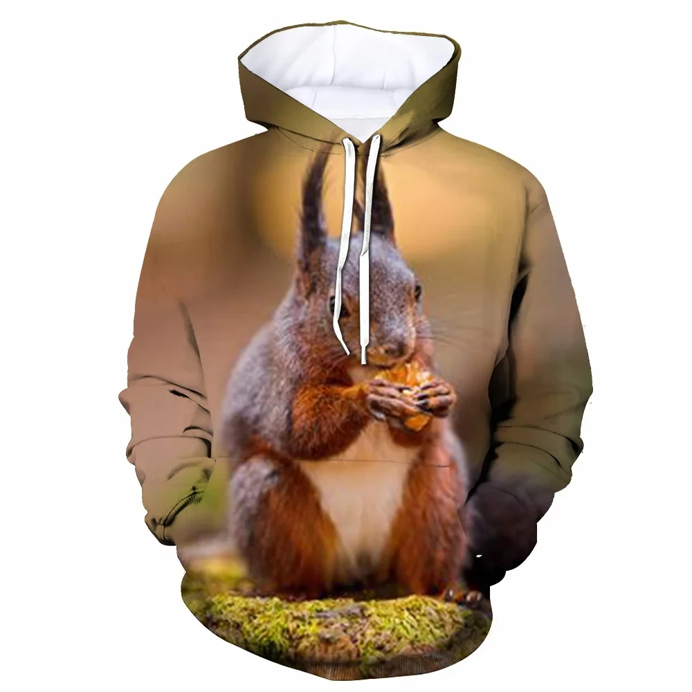 Funny Squirrel Hoodies Animal 3D Print Women Men Streetwear Oversized Pullovers Hoodie Hooded Sweatshirts Woman Tops Clothing