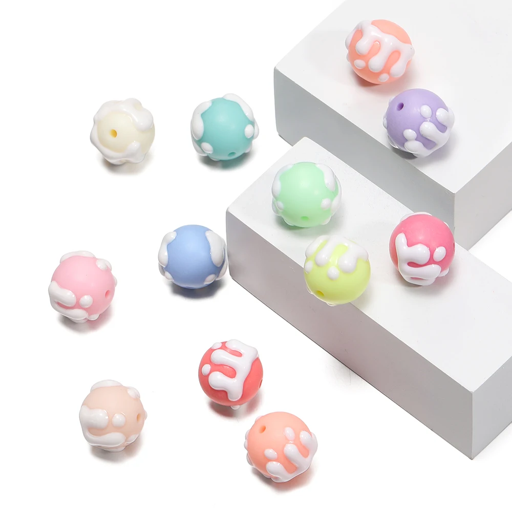 

5Pcs/Pack Acrylic Frosted Hand-Painted Beads Loose Spacer Beads for DIY Bracelet Necklace Jewelry Craft Making Accessories